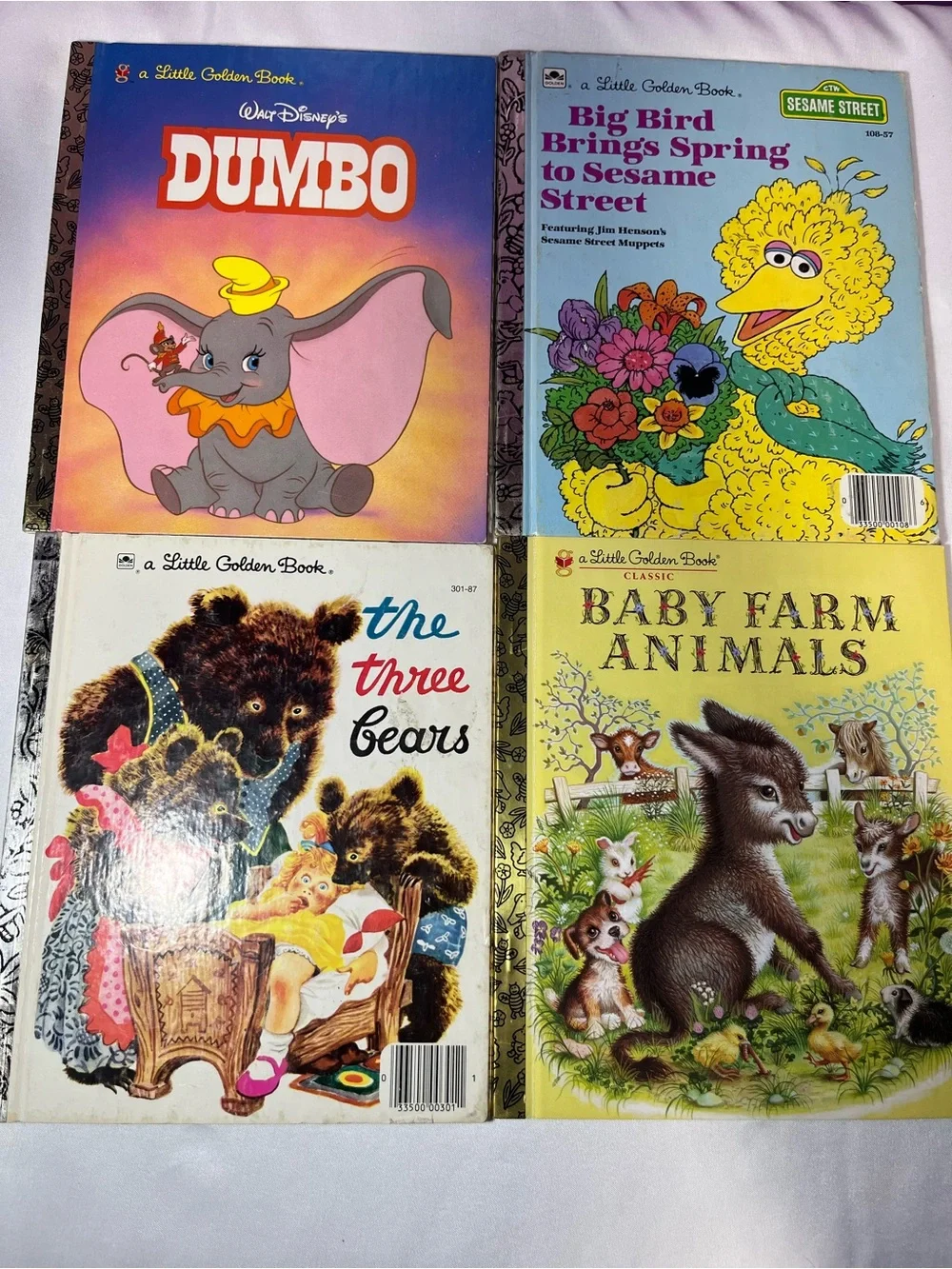 Vintage Little Golden Books Lot 4 Dumbo Big Bird Three Bears Farm Animals